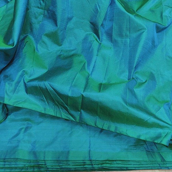 Pure Plain Silk Fabric-Green-blue