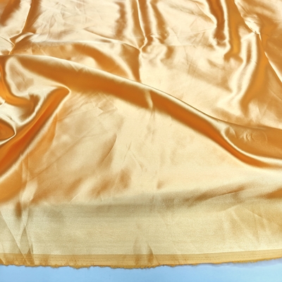 Orangish Gold Satin Fabric - Image 2