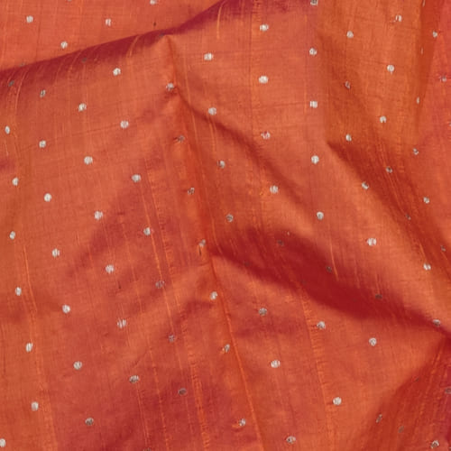 Orange Silk Brocade Fabric