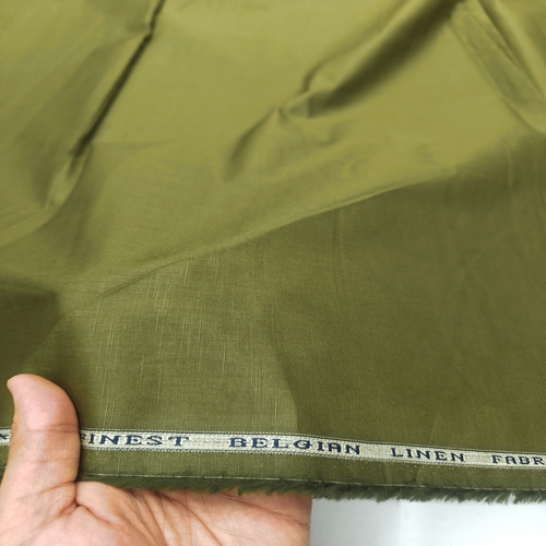 Olive Green Cotton Linen Fabric - Image 2