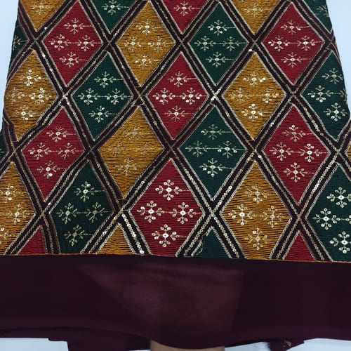 Black Embroidered Georgette Fabric - Image 2