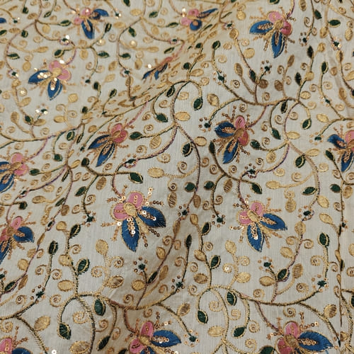 Embroidered Dupioni Fabric