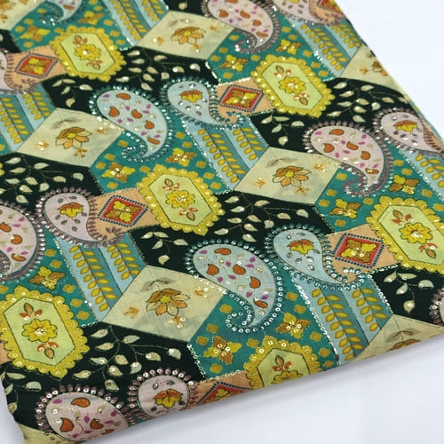 Position Print Embroidered Fabric