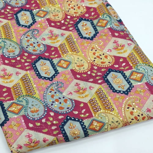 Position Print Embroidered Fabric