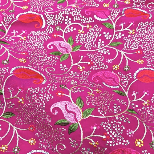 Pink Embroidered Georgette Fabric - Image 2