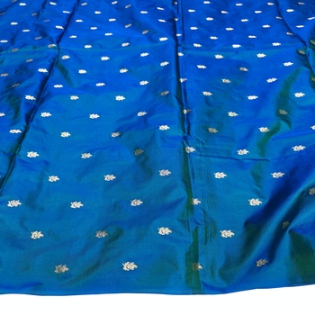 Peacock Blue Silk Bhutta Fabric - Image 2