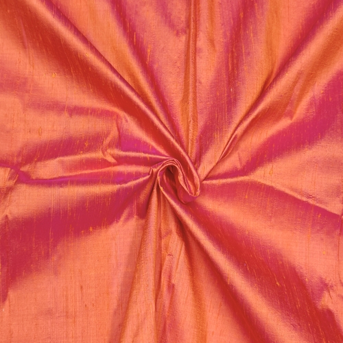 Orangish Pink Dupioni Silk Fabric - Image 2