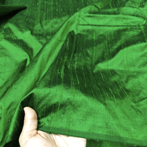 Dark Green Raw Silk Fabric - Image 2