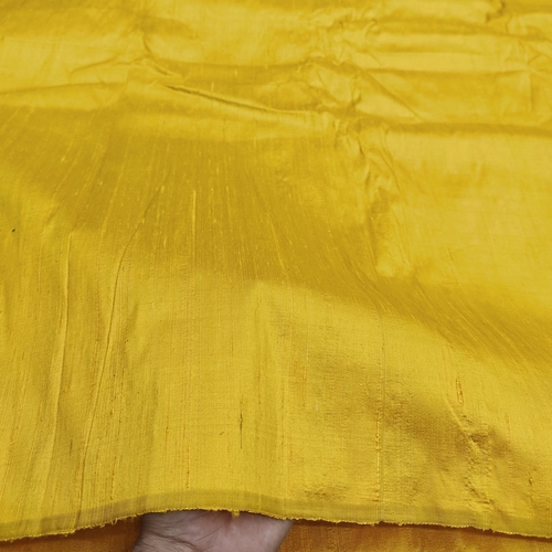 Oil Mustard Raw Silk Fabric - Image 2